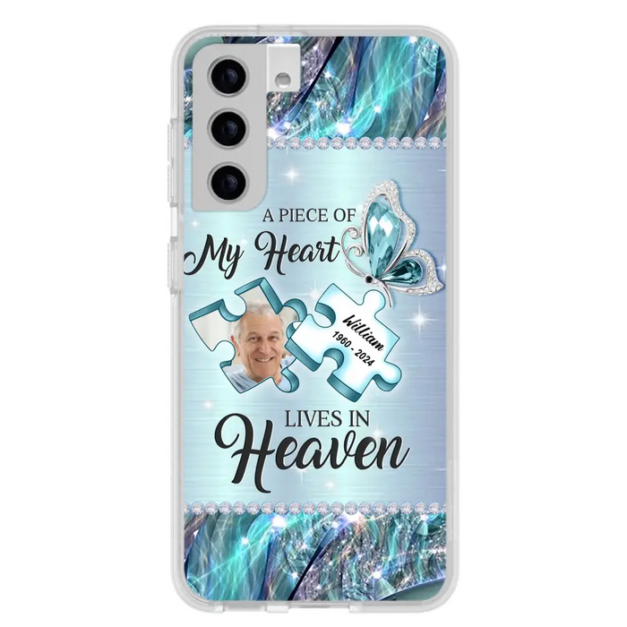 Personalized Memorial Photo Phone Case - Memorial Gift Idea for Father's Day - A Piece Of My Heart Lives In Heaven - Case for iPhone/Samsung