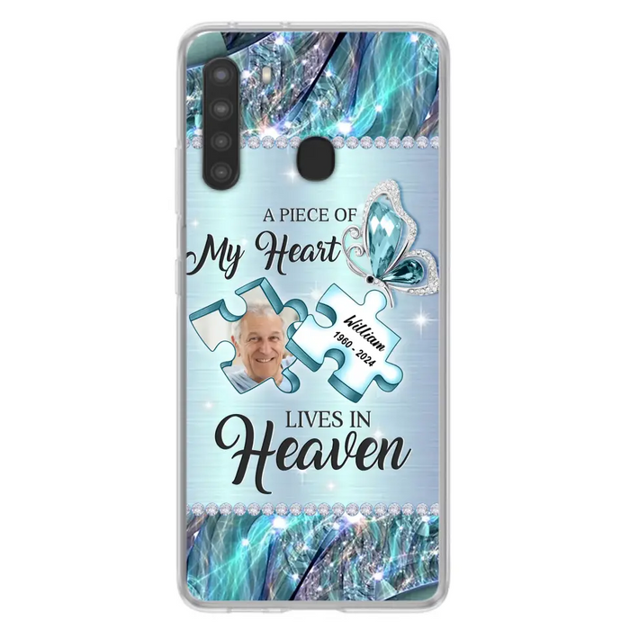 Personalized Memorial Photo Phone Case - Memorial Gift Idea for Father's Day - A Piece Of My Heart Lives In Heaven - Case for iPhone/Samsung