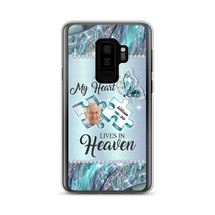 Personalized Memorial Photo Phone Case - Memorial Gift Idea for Father's Day - A Piece Of My Heart Lives In Heaven - Case for iPhone/Samsung