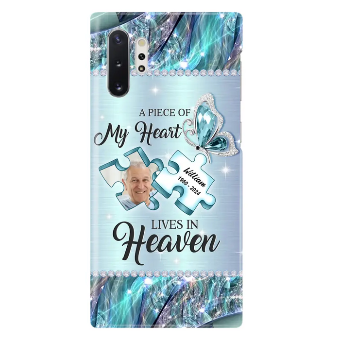 Personalized Memorial Photo Phone Case - Memorial Gift Idea for Father's Day - A Piece Of My Heart Lives In Heaven - Case for iPhone/Samsung
