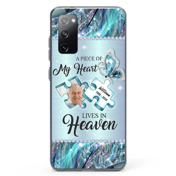 Personalized Memorial Photo Phone Case - Memorial Gift Idea for Father's Day - A Piece Of My Heart Lives In Heaven - Case for iPhone/Samsung