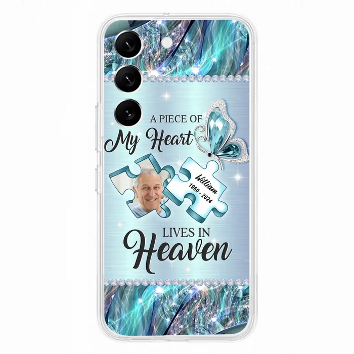 Personalized Memorial Photo Phone Case - Memorial Gift Idea for Father's Day - A Piece Of My Heart Lives In Heaven - Case for iPhone/Samsung