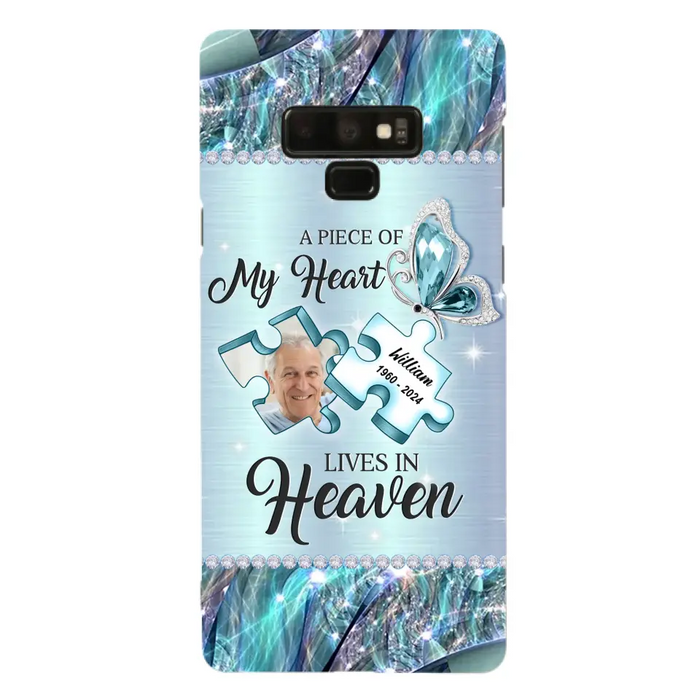 Personalized Memorial Photo Phone Case - Memorial Gift Idea for Father's Day - A Piece Of My Heart Lives In Heaven - Case for iPhone/Samsung