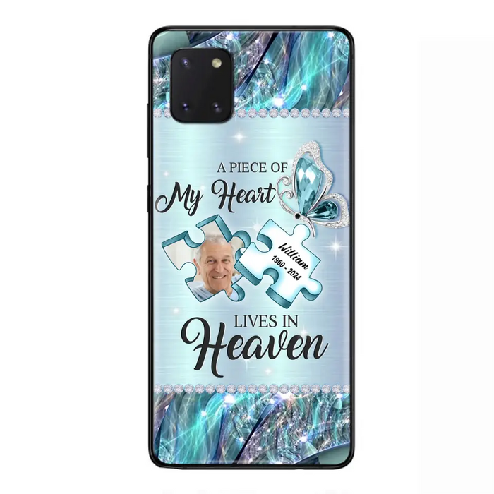 Personalized Memorial Photo Phone Case - Memorial Gift Idea for Father's Day - A Piece Of My Heart Lives In Heaven - Case for iPhone/Samsung