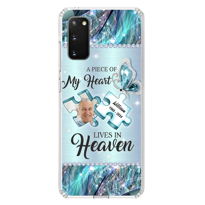Personalized Memorial Photo Phone Case - Memorial Gift Idea for Father's Day - A Piece Of My Heart Lives In Heaven - Case for iPhone/Samsung