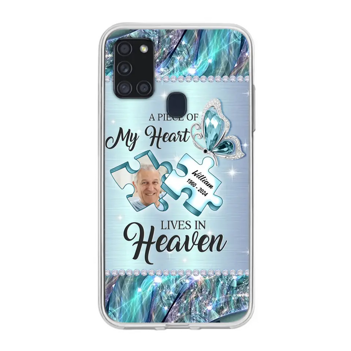 Personalized Memorial Photo Phone Case - Memorial Gift Idea for Father's Day - A Piece Of My Heart Lives In Heaven - Case for iPhone/Samsung