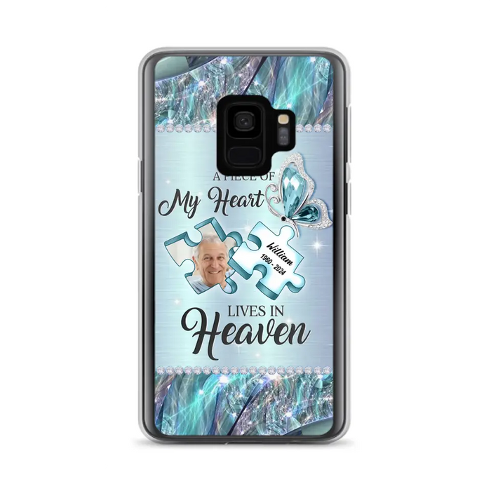 Personalized Memorial Photo Phone Case - Memorial Gift Idea for Father's Day - A Piece Of My Heart Lives In Heaven - Case for iPhone/Samsung