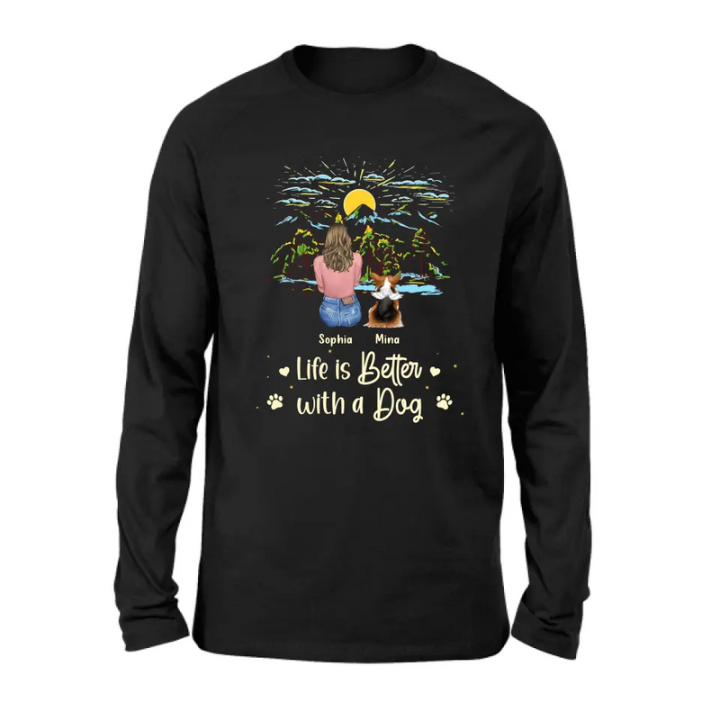 Personalized Pet Shirt/Hoodie - Up to 4 Dogs/Cats/Rabbits - Gift Idea For Pet Lover/Father's Day/Mother's Day - Life Is Better With Dogs