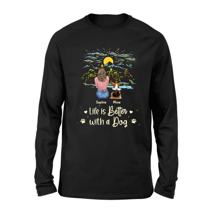 Personalized Pet Shirt/Hoodie - Up to 4 Dogs/Cats/Rabbits - Gift Idea For Pet Lover/Father's Day/Mother's Day - Life Is Better With Dogs