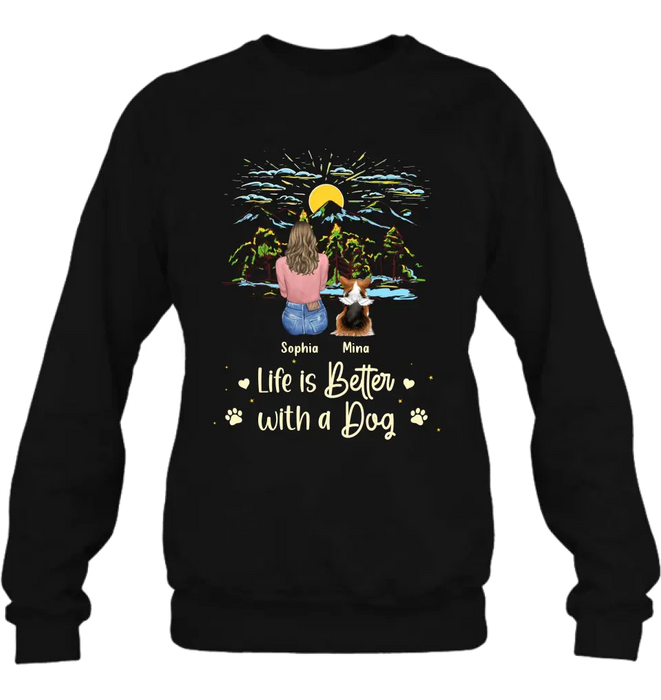 Personalized Pet Shirt/Hoodie - Up to 4 Dogs/Cats/Rabbits - Gift Idea For Pet Lover/Father's Day/Mother's Day - Life Is Better With Dogs