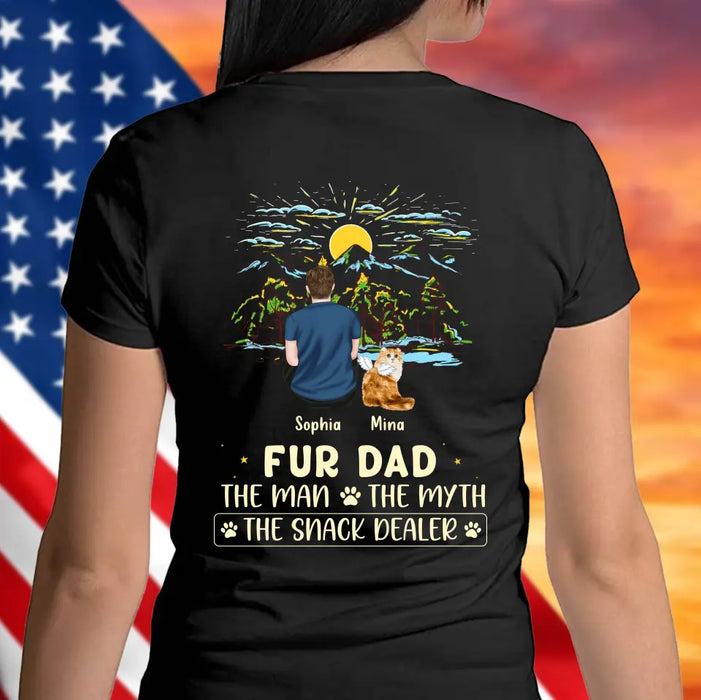 Personalized Cat Dad Shirt/Hoodie - Up to 4 Cats - Gift Idea For Father's Day/Cat Lover - Fur Dad The Man The Myth The Snack Dealer