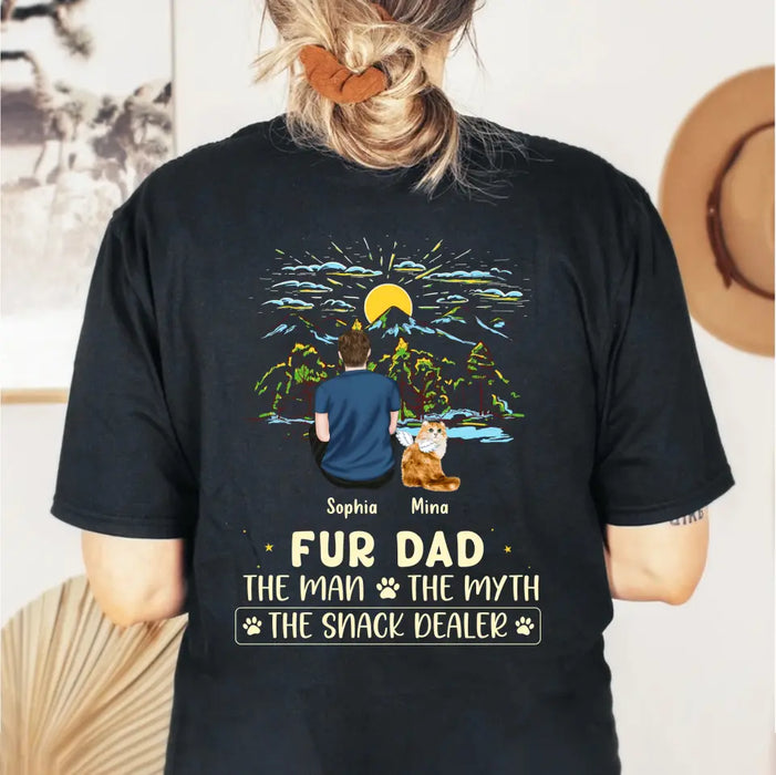 Personalized Cat Dad Shirt/Hoodie - Up to 4 Cats - Gift Idea For Father's Day/Cat Lover - Fur Dad The Man The Myth The Snack Dealer