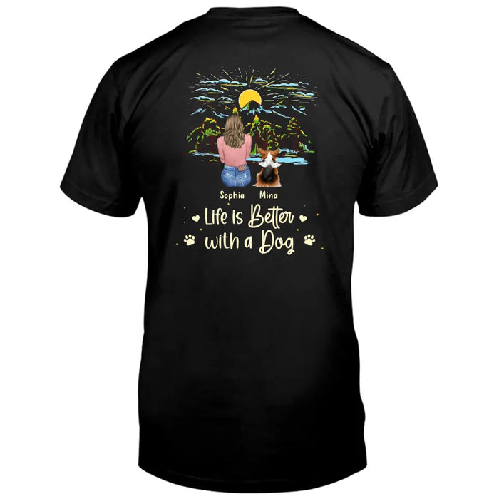 Personalized Pet Shirt/Hoodie - Up to 4 Dogs/Cats/Rabbits - Gift Idea For Pet Lover/Father's Day/Mother's Day - Life Is Better With Dogs