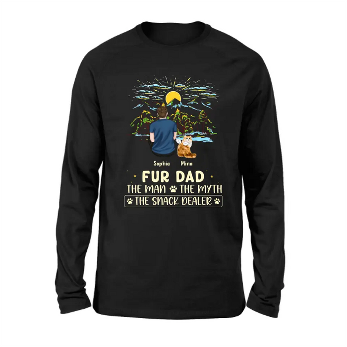 Personalized Cat Dad Shirt/Hoodie - Up to 4 Cats - Gift Idea For Father's Day/Cat Lover - Fur Dad The Man The Myth The Snack Dealer