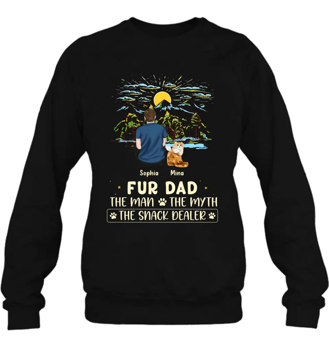 Personalized Cat Dad Shirt/Hoodie - Up to 4 Cats - Gift Idea For Father's Day/Cat Lover - Fur Dad The Man The Myth The Snack Dealer