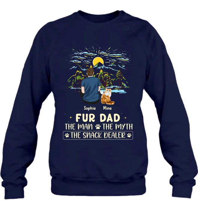 Personalized Cat Dad Shirt/Hoodie - Up to 4 Cats - Gift Idea For Father's Day/Cat Lover - Fur Dad The Man The Myth The Snack Dealer