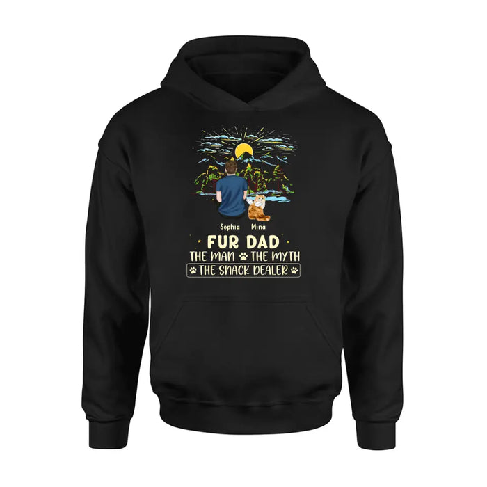Personalized Cat Dad Shirt/Hoodie - Up to 4 Cats - Gift Idea For Father's Day/Cat Lover - Fur Dad The Man The Myth The Snack Dealer