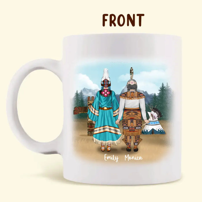 Personalized Native American Coffee Mug - Best Gift For Mom - Native American Mom & 2 Daughters  - We Are Beautiful We Are Proud