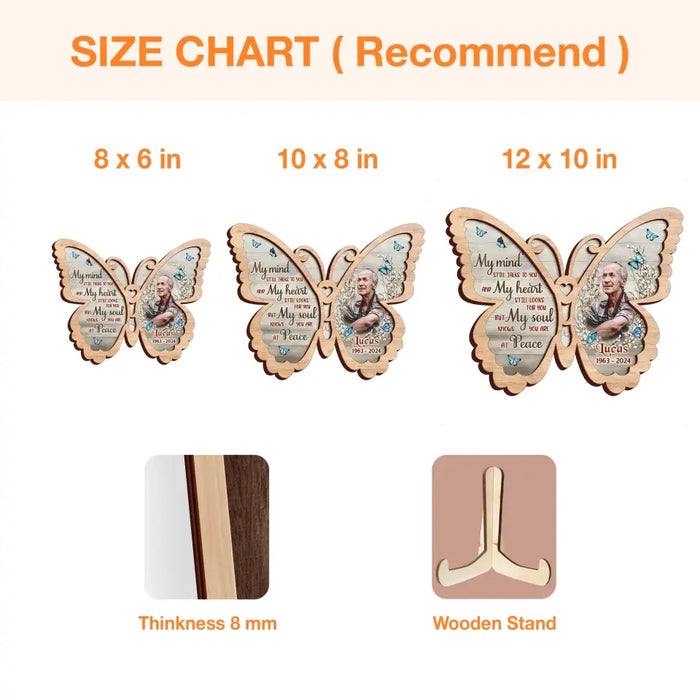 Personalized Memorial Butterfly 2 Layered Wooden Art - Upload Photo - Gift Idea For Family Member/Father's Day/Mother's Day - My Mind Still Talks To You