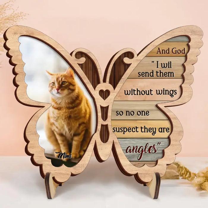 Personalized Butterfly 2 Layered Wooden Art - Upload Photo - Gift Idea for Cat
