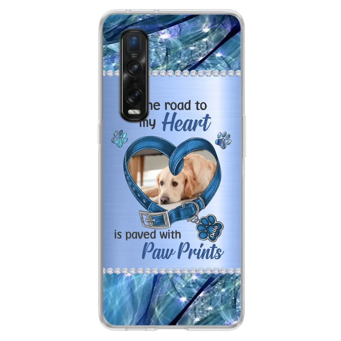 Custom Personalized Memorial Dog Collar Phone Case - Upload Photo - Memorial Gift Idea For Dog Owner - The Road To My Heart Is Paved With Paw Prints - Case for Xiaomi/ Oppo/ Huawei