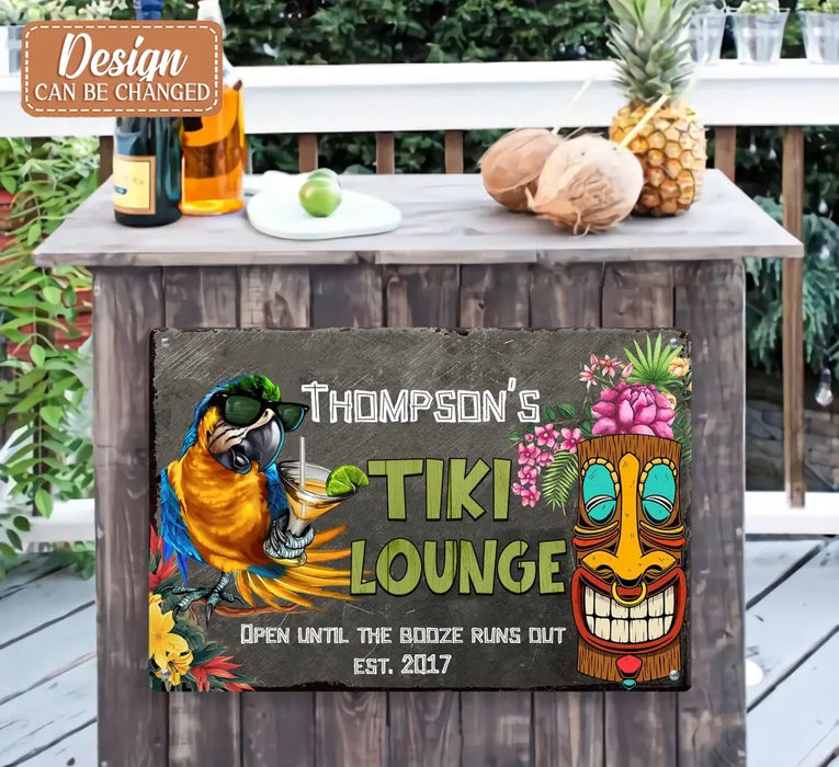 Personalized Welcome To Tiki Bar Wooden Sign - Summer Gift Idea For Family - Open Until The Booze Runs Out