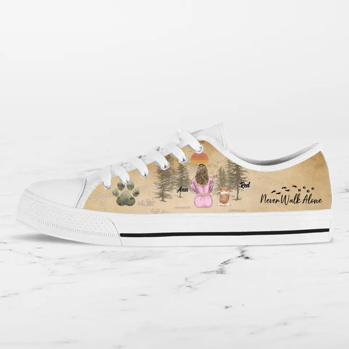 Personalized Dog Mom Canvas Sneakers - Up to 4 Dogs - Mother's Day Gift Idea For Dog Lovers - Never Walk Alone