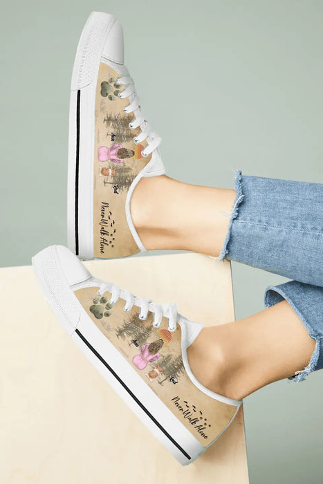 Personalized Dog Mom Canvas Sneakers - Up to 4 Dogs - Mother's Day Gift Idea For Dog Lovers - Never Walk Alone