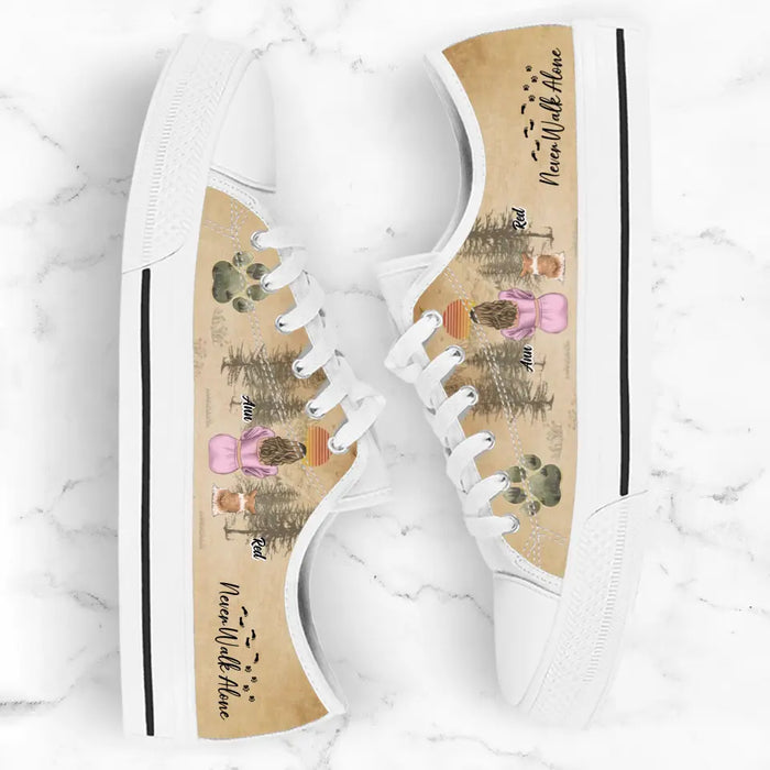 Personalized Dog Mom Canvas Sneakers - Up to 4 Dogs - Mother's Day Gift Idea For Dog Lovers - Never Walk Alone