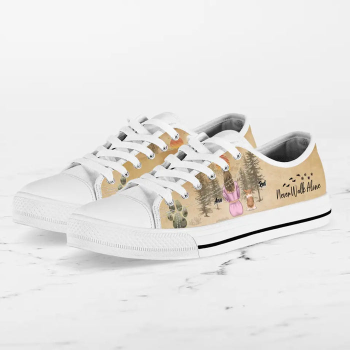 Personalized Dog Mom Canvas Sneakers - Up to 4 Dogs - Mother's Day Gift Idea For Dog Lovers - Never Walk Alone