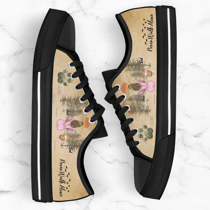Personalized Dog Mom Canvas Sneakers - Up to 4 Dogs - Mother's Day Gift Idea For Dog Lovers - Never Walk Alone
