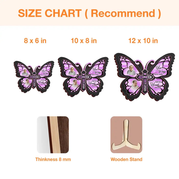 Personalized Butterfly 2 Layered Wooden Art - Upload Up to 5 Photos - Memorial Gift Idea For Family Member - A Piece Of My Heart Lives In Heaven