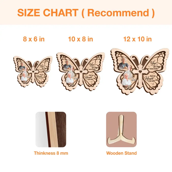 Personalized Butterfly 2 Layered Wooden Art - Upload Up to 5 People - Memorial Gift Idea For Family Member - Your Wings Were Ready But My Heart Was Not