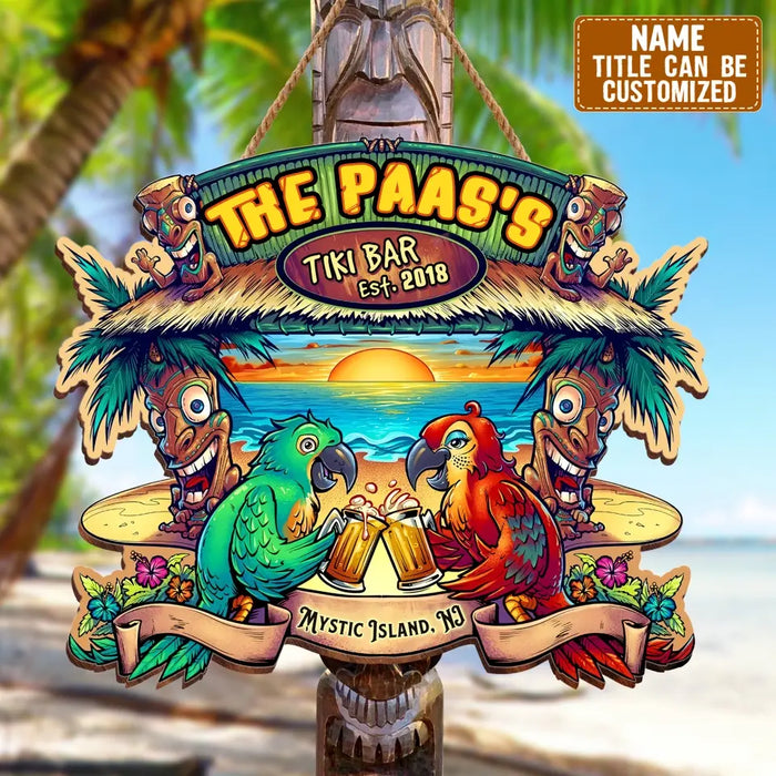 Personalized Tiki Bar Wooden Sign - Gift Idea For Family/Couple/Beach Lover