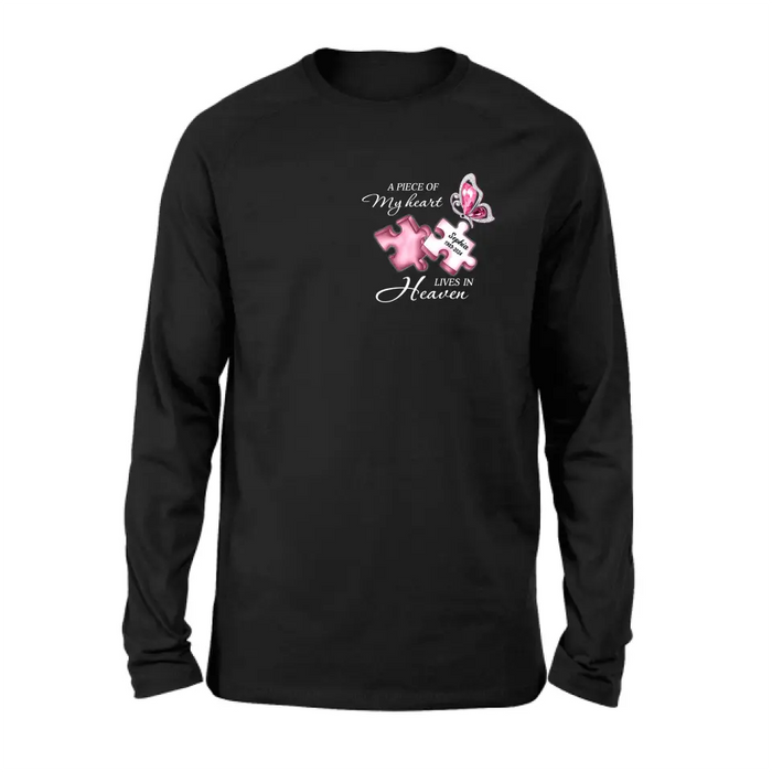 Personalized Memorial Shirt/Hoodie - Memorial Gift Idea For Family Member - A Piece Of My Heart Lives In Heaven
