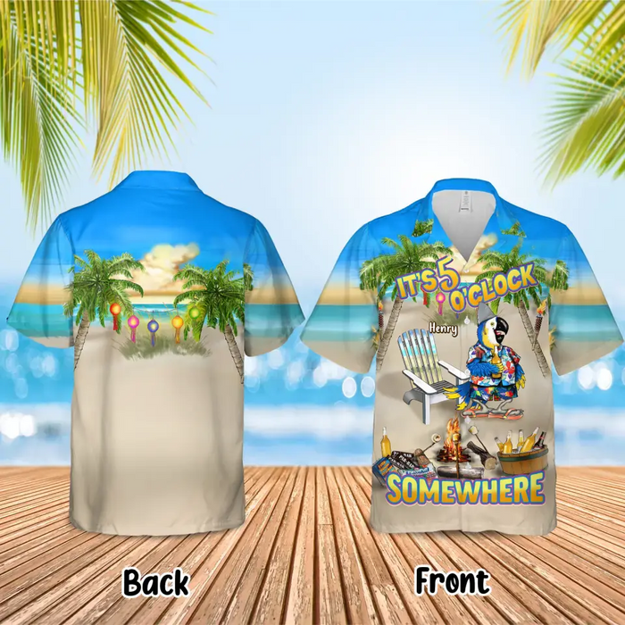 Personalized Summer Hawaiian Shirt - Up to 5 Names - Gitt Idea For Summer/Friends/Family - It's 5 O'clock Somewhere