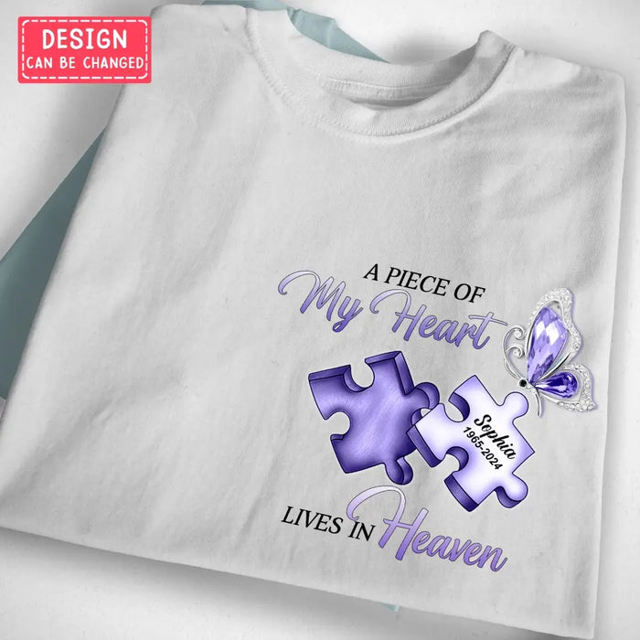 Personalized Ombre Memorial T-Shirt/Hoodie - Memorial Gift Idea - A Piece Of My Heart Lives In Heaven