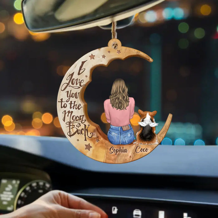 Personalized Memorial Pet Moon Wooden Ornament - Memorial Gift Idea for Cat/Dog Lover - I Love You To The Moon And Back