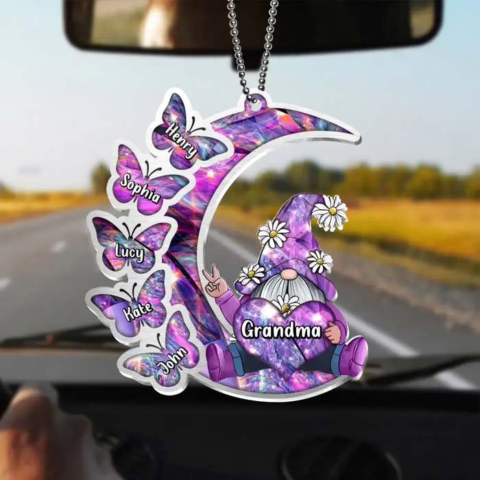 Personalized Sparkling Grandma Nana With Sweet Butterfly Kids Acrylic  Car Ornament - Gift Idea To Grandma/Mother - Up to 5 Kids