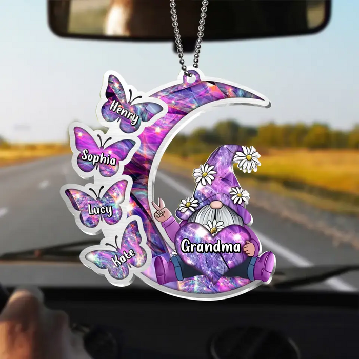 Personalized Sparkling Grandma Nana With Sweet Butterfly Kids Acrylic  Car Ornament - Gift Idea To Grandma/Mother - Up to 5 Kids