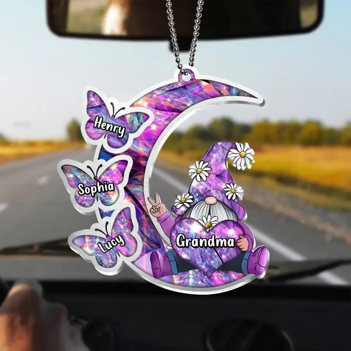 Personalized Sparkling Grandma Nana With Sweet Butterfly Kids Acrylic  Car Ornament - Gift Idea To Grandma/Mother - Up to 5 Kids