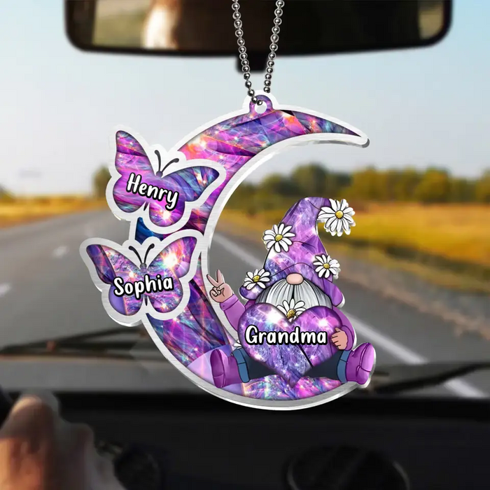Personalized Sparkling Grandma Nana With Sweet Butterfly Kids Acrylic  Car Ornament - Gift Idea To Grandma/Mother - Up to 5 Kids