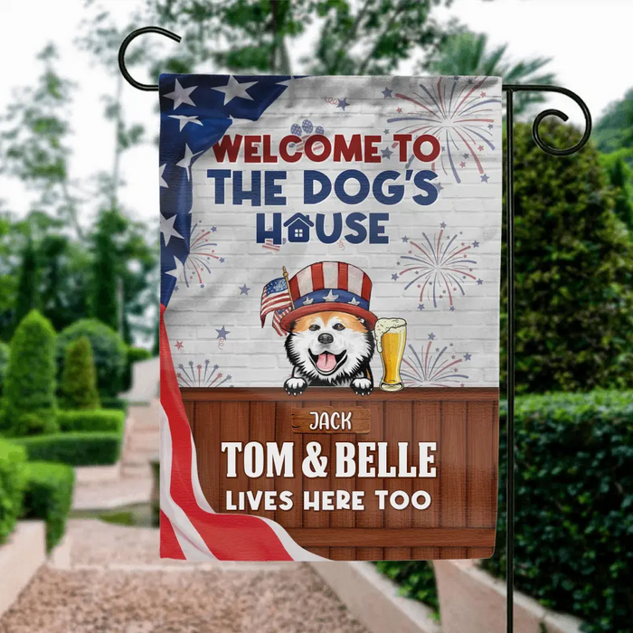 Personalized Dog/Cat Flag Sign - Up to 3 Pets - Independence Day Gift Idea for Dog/Cat Lovers - Welcome To The Dogs' House