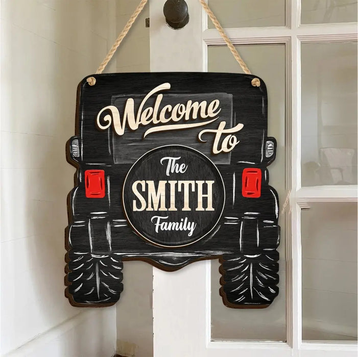 Personalized Off-road Car 2 Layered Wooden Art - Door Sign Gift Idea For Family/Off-road Car Lover - Welcome To The Smith Family