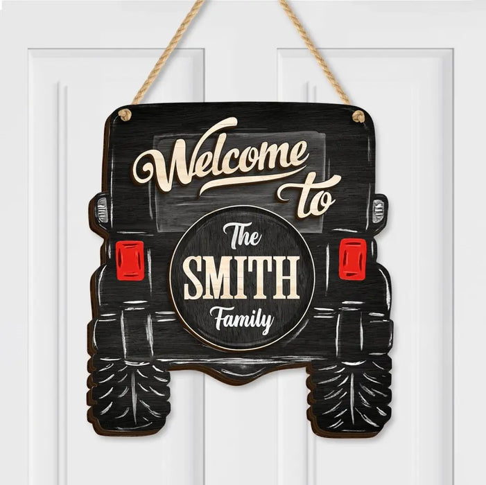 Personalized Off-road Car 2 Layered Wooden Art - Door Sign Gift Idea For Family/Off-road Car Lover - Welcome To The Smith Family