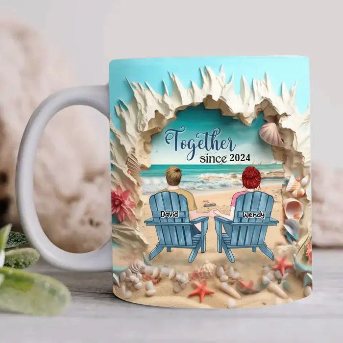 Personalized Couple Beach 3D Inflated Effect Coffee Mug - Gift Idea For Couple - You & Me We Got This