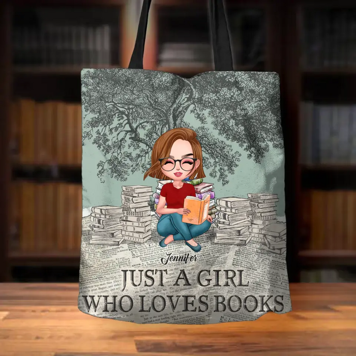 Personalized Canvas Bag - Gift Idea For Book Lover - Just A Girl Who Loves Books