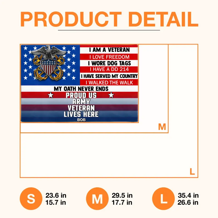 Personalized Military Doormat - Gift Idea For Veteran - I Am A Veteran I Love Freedom Proud Us Army Veteran Lives Here