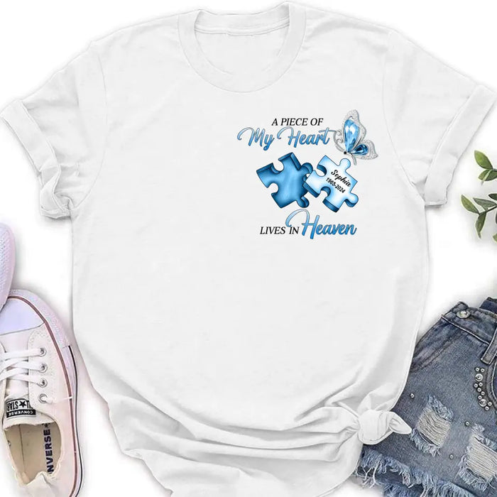 Personalized Ombre Memorial T-Shirt/Hoodie - Memorial Gift Idea - A Piece Of My Heart Lives In Heaven