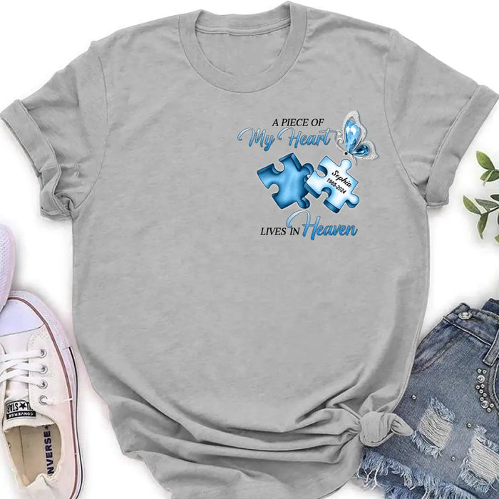 Personalized Ombre Memorial T-Shirt/Hoodie - Memorial Gift Idea - A Piece Of My Heart Lives In Heaven